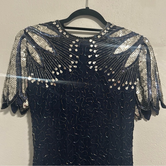 Glamorous Black and Silver Sequin Mini flapper Dress - Picture 3 of 6